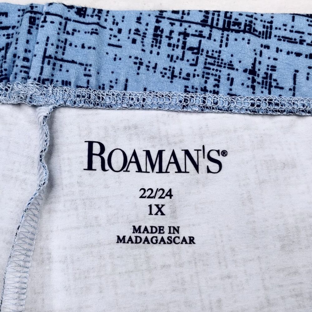 Roaman’s Blue Patterned Stretch Leggings Women’s Plus Size 1X 22/24 - Picture 4 of 10